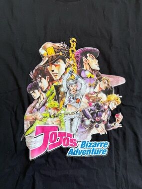 JoJo's Bizarre Adventure Graphic Tee - Black with Multicolor Print